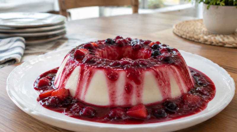 Manjar de coco com frutas vermelhas precisa de pelo menos 4 horas de geladeira