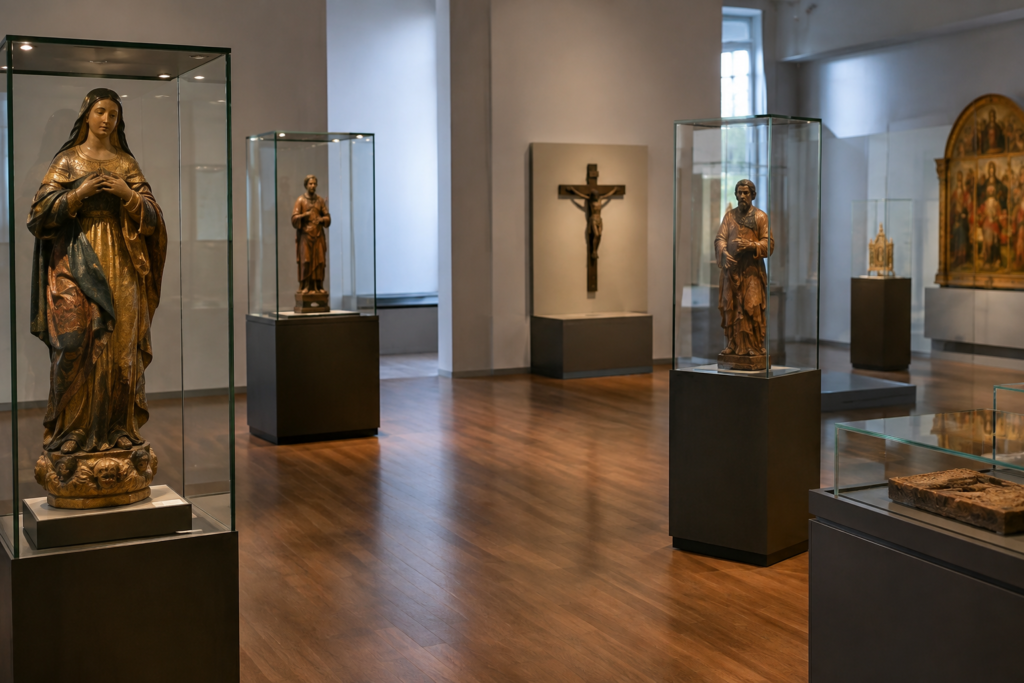 O museu local conserva esculturas sacras em madeira e pedra, segundo o Terra.