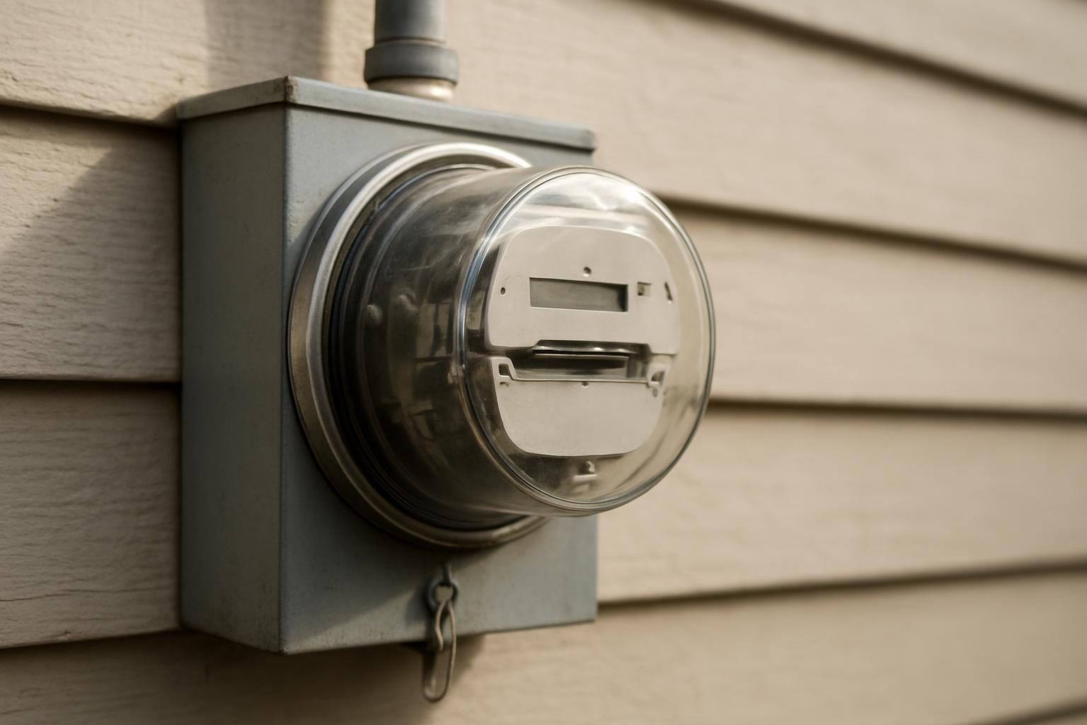 Medidor de energia elétrica residencial instalado em parede externa