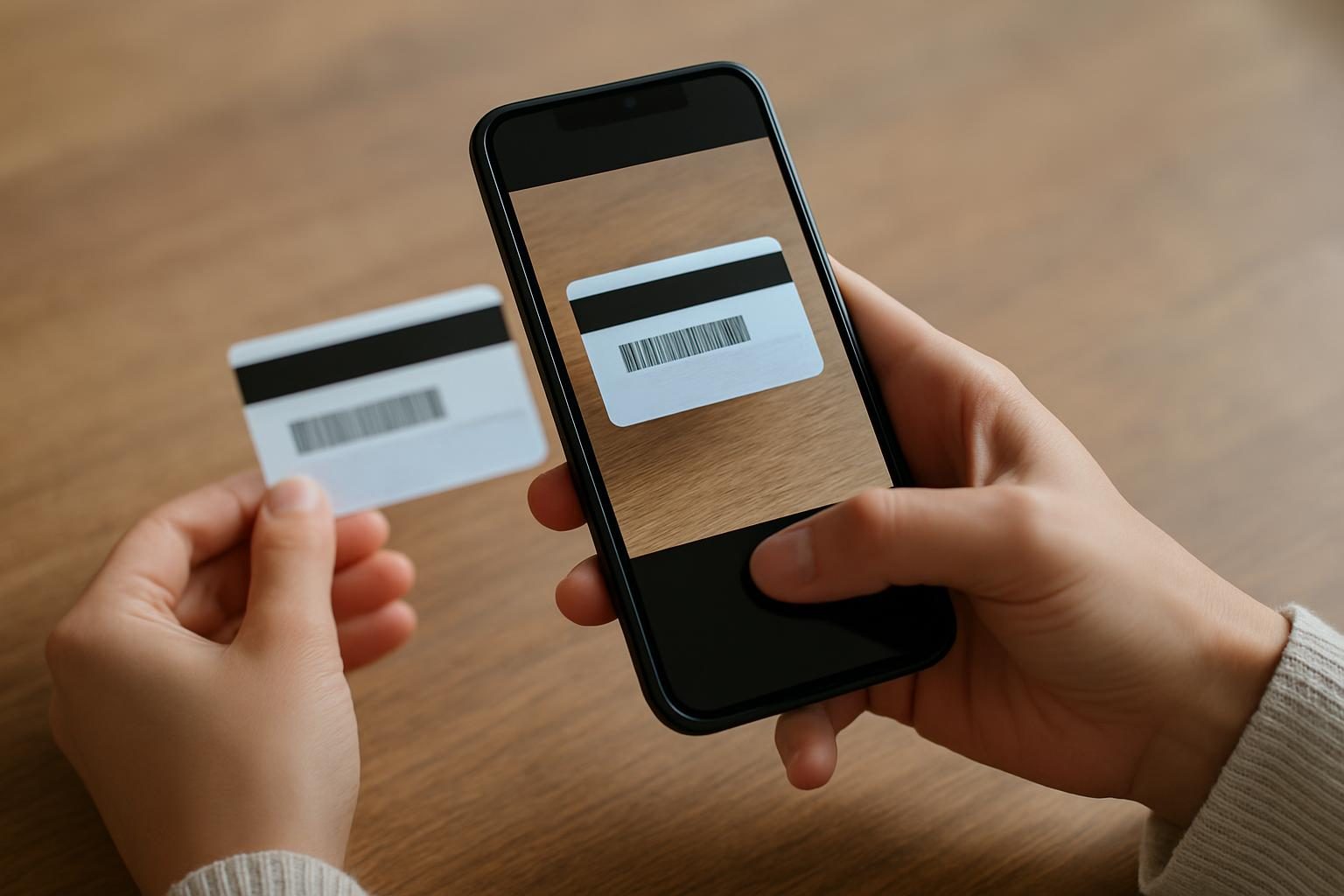 Pessoa usando a câmera do celular para ler o verso de uma carteira de identidade