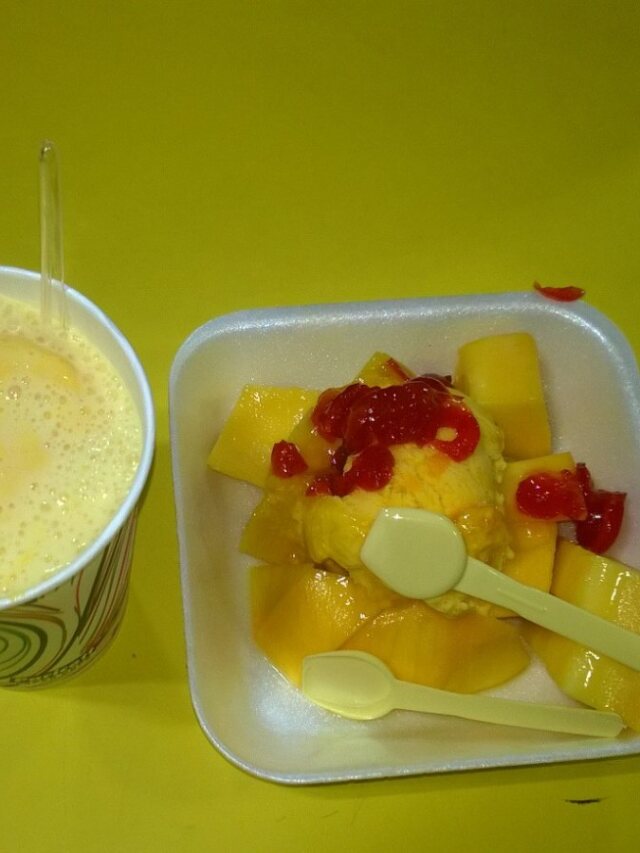 Creme de manga com sorvete leva quatro ingredientes no preparo